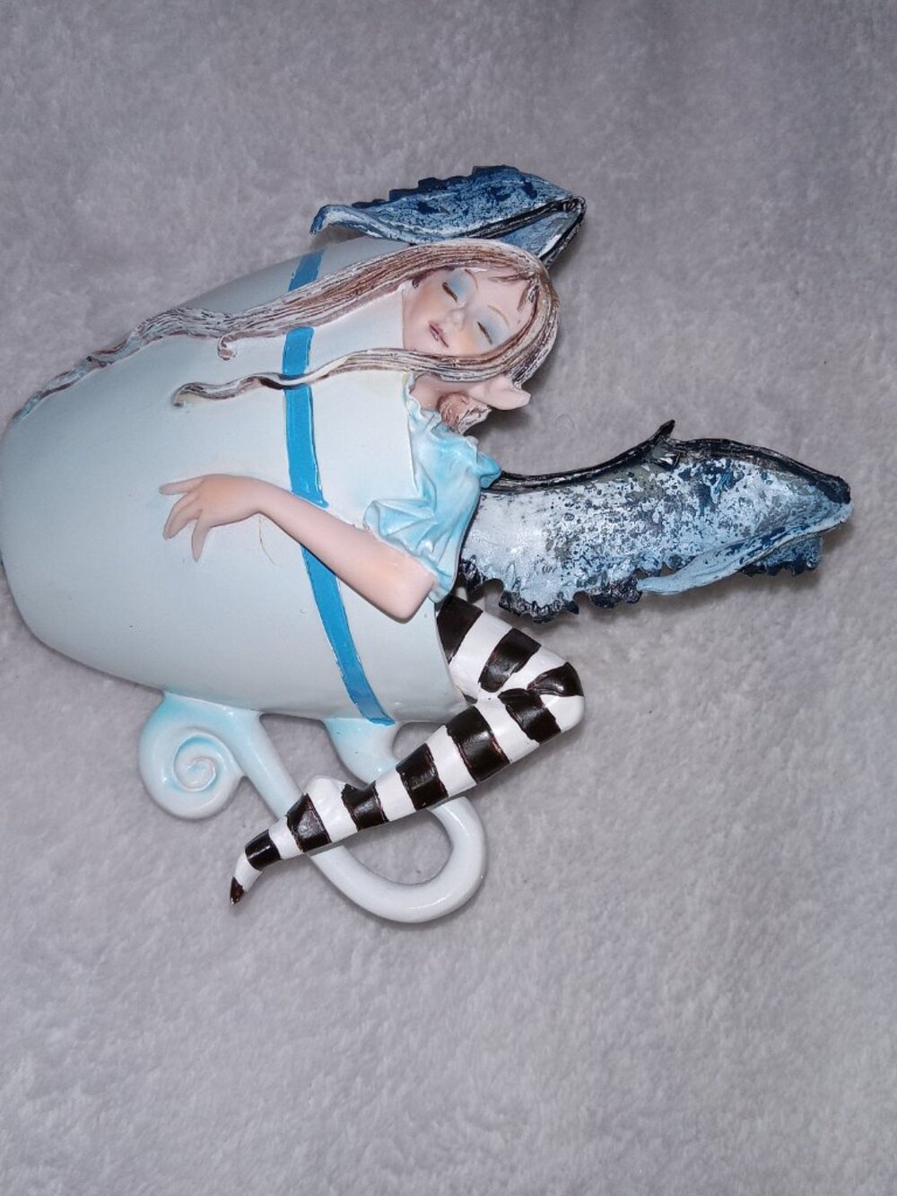 Ebros Amy Brown Teacup Fairy 'I Need Coffee' Sculpture Figurine Blue Vtg Y2K - Picture 12 of 12